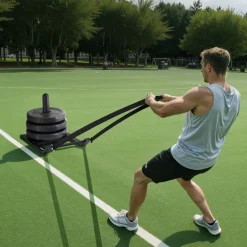 VEVOR Weight Sled, Steel Power Sled, Fitness Strength Training Sleds for Athletic Exercise Speed Improvement, Workout Fitness Equipment with Harness, Compatible with 1/2 in Weight Plates, Black