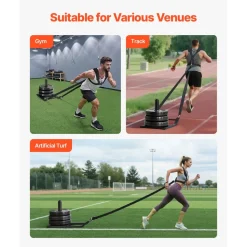 VEVOR Weight Sled, Steel Power Sled, Fitness Strength Training Sleds for Athletic Exercise Speed Improvement, Workout Fitness Equipment with Harness, Compatible with 1/2 in Weight Plates, Black