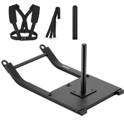 VEVOR Weight Sled, Steel Power Sled, Fitness Strength Training Sleds for Athletic Exercise Speed Improvement, Workout Fitness Equipment with Harness, Compatible with 1/2 in Weight Plates, Black