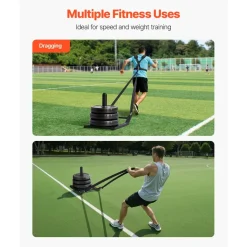 VEVOR Weight Sled, Steel Power Sled, Fitness Strength Training Sleds for Athletic Exercise Speed Improvement, Workout Fitness Equipment with Harness, Compatible with 1/2 in Weight Plates, Black