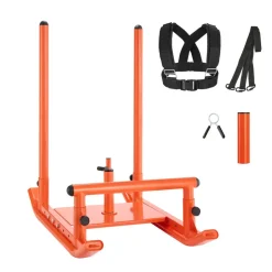 VEVOR Weight Sled, Steel Power Sled, Fitness Strength Training Sleds for Athletic Exercise Speed Improvement, Workout Fitness Equipment with Handle, Compatible with 1/2 in Weight Plates, Orange