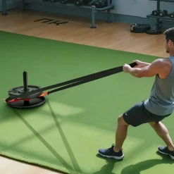 VEVOR Weight Sled, Steel Power Sled, Fitness Strength Training Sleds for Athletic Exercise Speed Improvement, Workout Fitness Equipment with Harness, Compatible with 2 in Weight Plate, Orange & Black