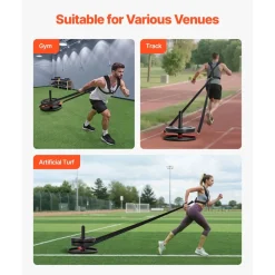 VEVOR Weight Sled, Steel Power Sled, Fitness Strength Training Sleds for Athletic Exercise Speed Improvement, Workout Fitness Equipment with Harness, Compatible with 2 in Weight Plate, Orange & Black