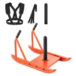 VEVOR Weight Sled, Steel Power Sled, Fitness Strength Training Sleds for Athletic Exercise Speed Improvement, Workout Fitness Equipment with Handle, Compatible with 1/2 in Weight Plates, Orange