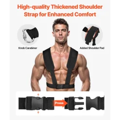VEVOR Weight Sled, Steel Power Sled, Fitness Strength Training Sleds for Athletic Exercise Speed Improvement, Workout Fitness Equipment with Handle, Compatible with 1/2 in Weight Plates, Orange