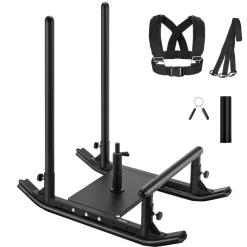 VEVOR Weight Sled, Steel Power Sled, Fitness Strength Training Sleds for Athletic Exercise Speed Improvement, Workout Fitness Equipment with Handle, Compatible with 1/2 in Weight Plates, Black