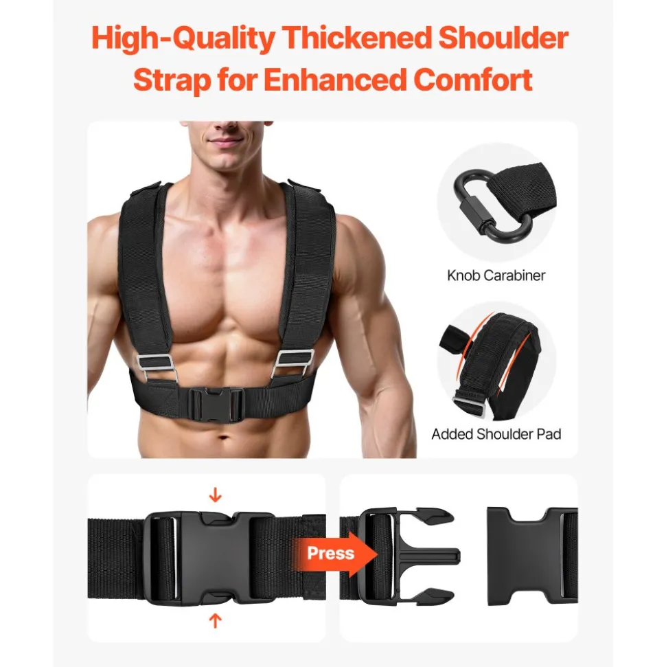 VEVOR Weight Sled, Steel Power Sled, Fitness Strength Training Sleds for Athletic Exercise Speed Improvement, Workout Fitness Equipment with Handle, Compatible with 1/2 in Weight Plates, Black