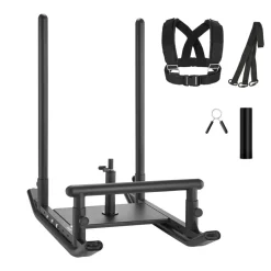 VEVOR Weight Sled, Steel Power Sled, Fitness Strength Training Sleds for Athletic Exercise Speed Improvement, Workout Fitness Equipment with Handle, Compatible with 1/2 in Weight Plates, Black