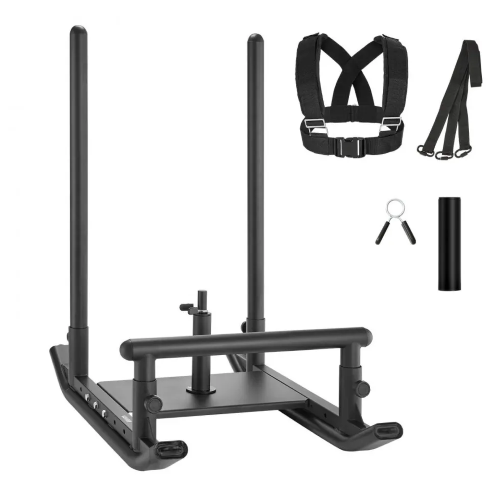 VEVOR Weight Sled, Steel Power Sled, Fitness Strength Training Sleds for Athletic Exercise Speed Improvement, Workout Fitness Equipment with Handle, Compatible with 1/2 in Weight Plates, Black
