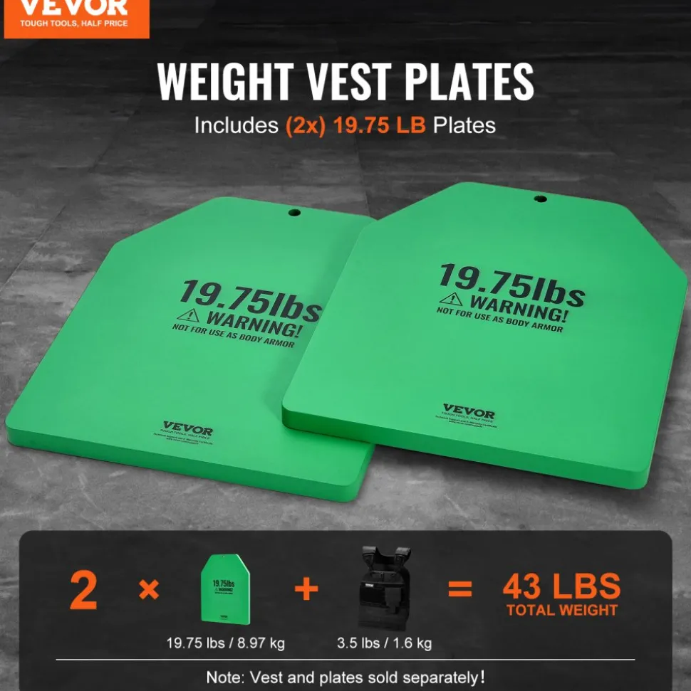 VEVOR Weight Vest Plates, 19.75 LB Pairs, Premium Steel Weighted plates, Contoured Ergonomic Fit – WODs, Additional Weight for Weight Vests, for Strength Training, Running, Fitness, Heavy Workouts