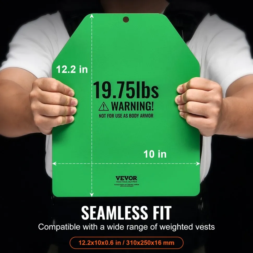 VEVOR Weight Vest Plates, 19.75 LB Pairs, Premium Steel Weighted plates, Contoured Ergonomic Fit – WODs, Additional Weight for Weight Vests, for Strength Training, Running, Fitness, Heavy Workouts