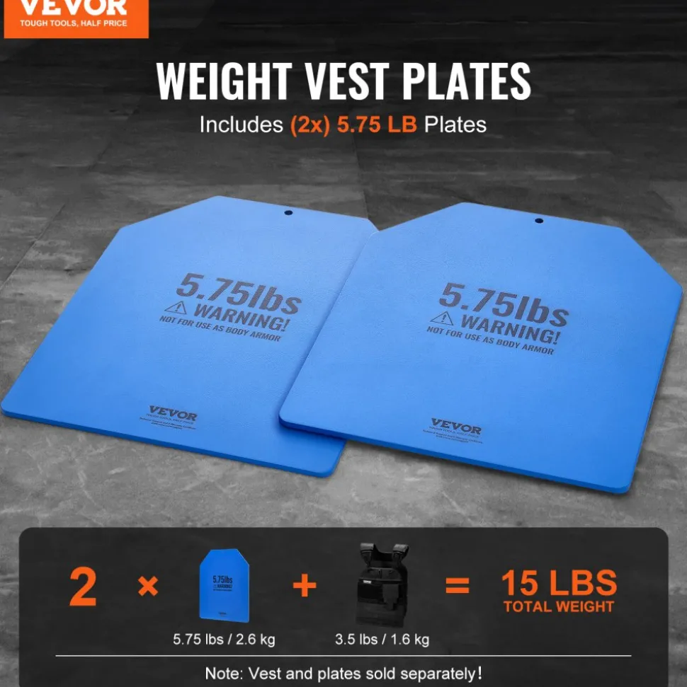 VEVOR Weight Vest Plates, 5.75 LB Pairs, Premium Steel Weighted plates, Contoured Ergonomic Fit – WODs, Additional Weight for Weight Vests, for Strength Training, Running, Fitness, Heavy Workouts