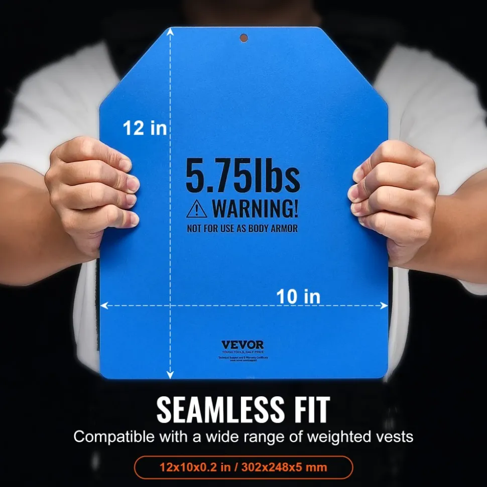 VEVOR Weight Vest Plates, 5.75 LB Pairs, Premium Steel Weighted plates, Contoured Ergonomic Fit – WODs, Additional Weight for Weight Vests, for Strength Training, Running, Fitness, Heavy Workouts
