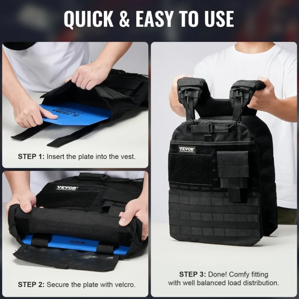 VEVOR Weight Vest Plates, 5.75 LB Pairs, Premium Steel Weighted plates, Contoured Ergonomic Fit – WODs, Additional Weight for Weight Vests, for Strength Training, Running, Fitness, Heavy Workouts
