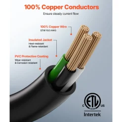 VEVOR Welder Extension Cord, 30 Amp 50 ft, Extension Cord for Portable Welders, NEMA 6-50P, 10/3 AWG, 250V, 7500W Heavy Duty Pure Copper Welder Cable, for Outdoor MIG TIG Plasma, STW Weather-proof