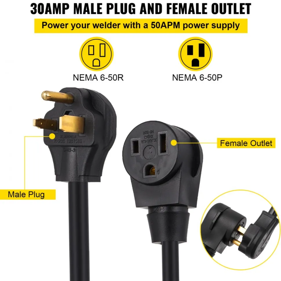 VEVOR Welder Extension Cord 30Amp 25ft 250V, Welding Power Cord with NEMA 6-50 Plug 10 Gauge 3 Prong for MIG,Lincoln,Plasma,Miller,TIG