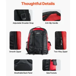 VEVOR Welding Backpack, 25.2L Welder Backpack for Tools and Helmet, 1680D High-Density Polyester Extreme Gear Pack with Helmet Bag, Multi-Purpose Gear Storage Bag for Welding, Outdoor Camping, Hiking