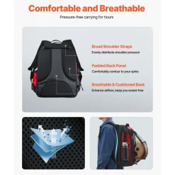 VEVOR Welding Backpack, 25.2L Welder Backpack for Tools and Helmet, 1680D High-Density Polyester Extreme Gear Pack with Helmet Bag, Multi-Purpose Gear Storage Bag for Welding, Outdoor Camping, Hiking
