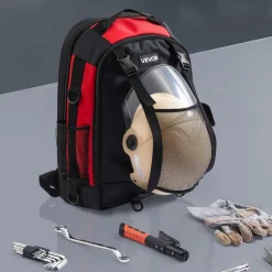 VEVOR Welding Backpack, 25.2L Welder Backpack for Tools and Helmet, 1680D High-Density Polyester Extreme Gear Pack with Helmet Bag, Multi-Purpose Gear Storage Bag for Welding, Outdoor Camping, Hiking