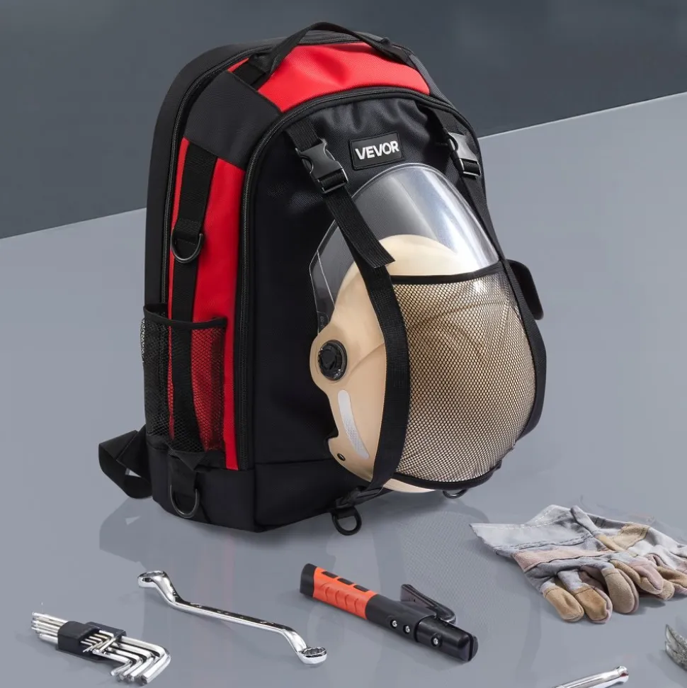 VEVOR Welding Backpack, 25.2L Welder Backpack for Tools and Helmet, 1680D High-Density Polyester Extreme Gear Pack with Helmet Bag, Multi-Purpose Gear Storage Bag for Welding, Outdoor Camping, Hiking