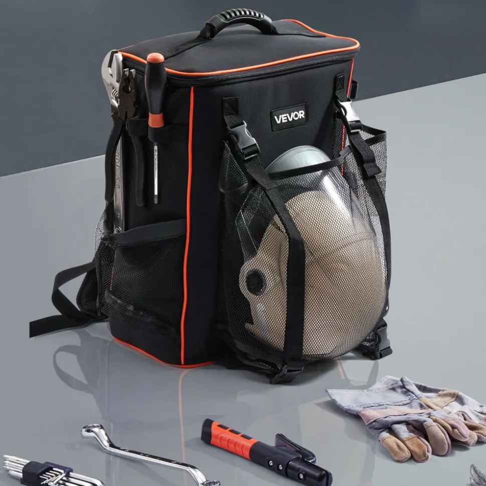 VEVOR Welding Backpack, 33L Welder Backpack with Insulated Bag & Helmet Bag, 600D Polyester Extreme Gear Pack for Tools and Helmet, Multi-Purpose Gear Storage Bag for Welding, Outdoor Camping, Hiking
