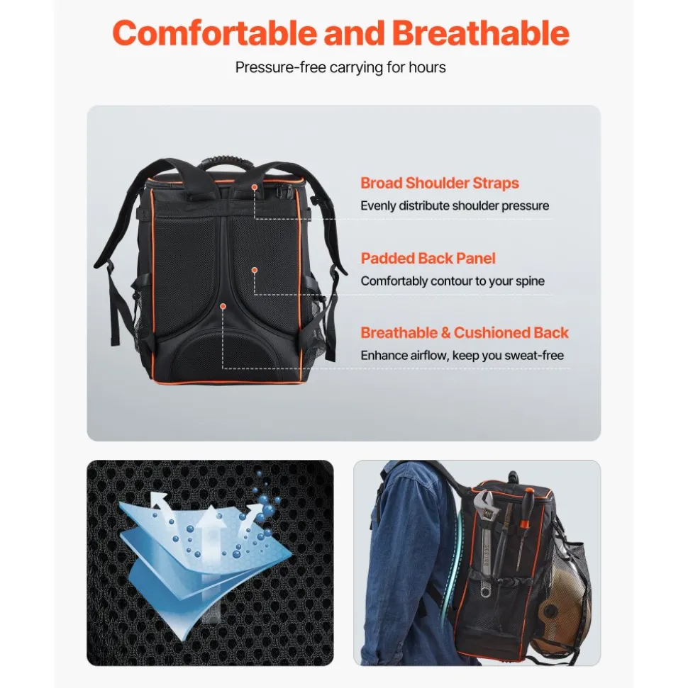 VEVOR Welding Backpack, 33L Welder Backpack with Insulated Bag & Helmet Bag, 600D Polyester Extreme Gear Pack for Tools and Helmet, Multi-Purpose Gear Storage Bag for Welding, Outdoor Camping, Hiking