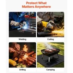 VEVOR Welding Blanket Roll, 5 x 150 FT Silicone Coated Fiberglass Welding Blanket, Up to 1800°F Heat Resistant Safety Protection Blankets, Flame Retardant Fireproof Insulation Mat Roll