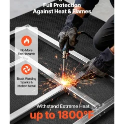 VEVOR Welding Blanket, 4 x 6 FT Silicone Coated Fiberglass Welding Blanket, Up to 1800°F Heat Resistant Safety Protection Blankets, Flame Retardant Fireproof Insulation Mat with Metal Grommets