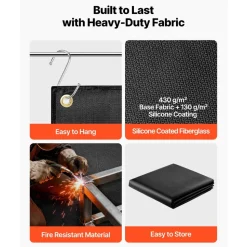 VEVOR Welding Blanket, 4 x 6 FT Silicone Coated Fiberglass Welding Blanket, Up to 1800°F Heat Resistant Safety Protection Blankets, Flame Retardant Fireproof Insulation Mat with Metal Grommets
