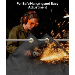 VEVOR Welding Blanket, 6 x 8 FT Silicone Coated Fiberglass Welding Blanket, Up to 1800°F Heat Resistant Safety Protection Blankets, Flame Retardant Fireproof Insulation Mat with Metal Grommets