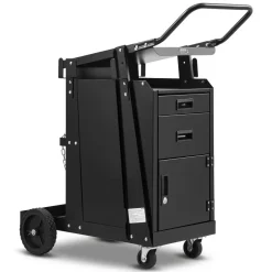 VEVOR Welding Cart, 2 Drawers Welder Cart Heavy Duty with Anti-Theft Lockable Cabinet, 350LBS Static Weight Capacity, 360° Swivel Wheels, Tank Storage Safety Chains for MIG TIG Welder, Plasma Cutter