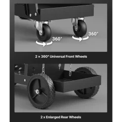 VEVOR Welding Cart, 2-Tier 4 Drawers Welder Cart with 265 LBS Weight Capacity, 360° Swivel Wheels, Tank Storage Safety Chains, Heavy Duty Rolling MIG Welder Cart for Mig Welder and Plasma Cutter