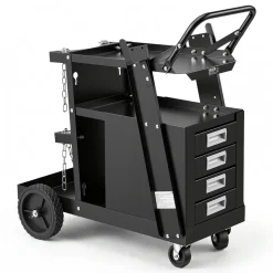 VEVOR Welding Cart, 2-Tier 4 Drawers Welder Cart with 265 LBS Weight Capacity, 360° Swivel Wheels, Tank Storage Safety Chains, Heavy Duty Rolling MIG Welder Cart for Mig Welder and Plasma Cutter