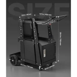 VEVOR Welding Cart, 2-Tier Heavy Duty Welder Cart with Anti-Theft Lockable Cabinet, 265LBS Weight Capacity, 360° Swivel Wheels, Tank Storage Safety Chains, Welding Cabinet for TIG, ARC, Plasma Cutter