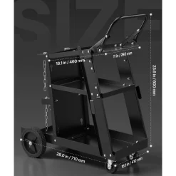 VEVOR Welding Cart, 3-Tier Welder Cart Heavy Duty with 400 Lbs Weight Capacity, 360° Swivel Wheels, Tank Storage Safety Chains, Rolling MIG Welder Cart for TIG, ARC, MMA, Plasma Cutter Welding Machine