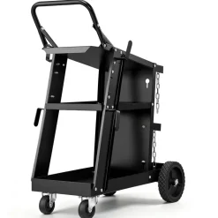 VEVOR Welding Cart, 3-Tier Welder Cart Heavy Duty with 400 Lbs Weight Capacity, 360° Swivel Wheels, Tank Storage Safety Chains, Rolling MIG Welder Cart for TIG, ARC, MMA, Plasma Cutter Welding Machine