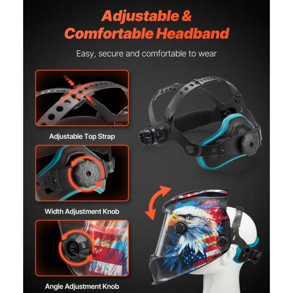 VEVOR Welding Helmet Auto Darkening, 3.94" x 3.15" True Color Welding Hood, 1/1/1/1 Solar-Powered Welder Mask 4 Arc Sensors, Wide Shade 4/5-9/9-13 for TIG MIG ARC Weld Grinding Cutting - METIS Series