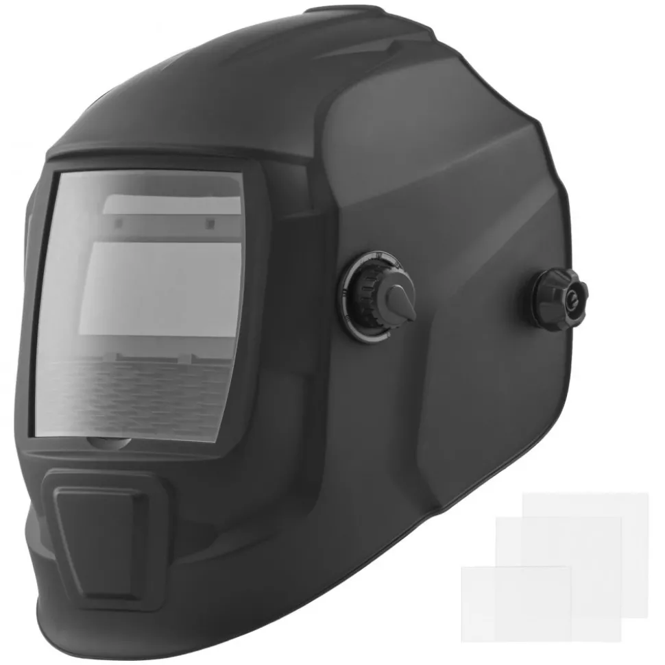 VEVOR Welding Helmet Auto Darkening, 3.66" x 1.69" True Color Welding Hood, Solar Powered Welder Mask 2 Arc Sensors, Shade 4/9-13 for TIG MIG ARC Weld Grinding - CRIUS Series (Matte Black)