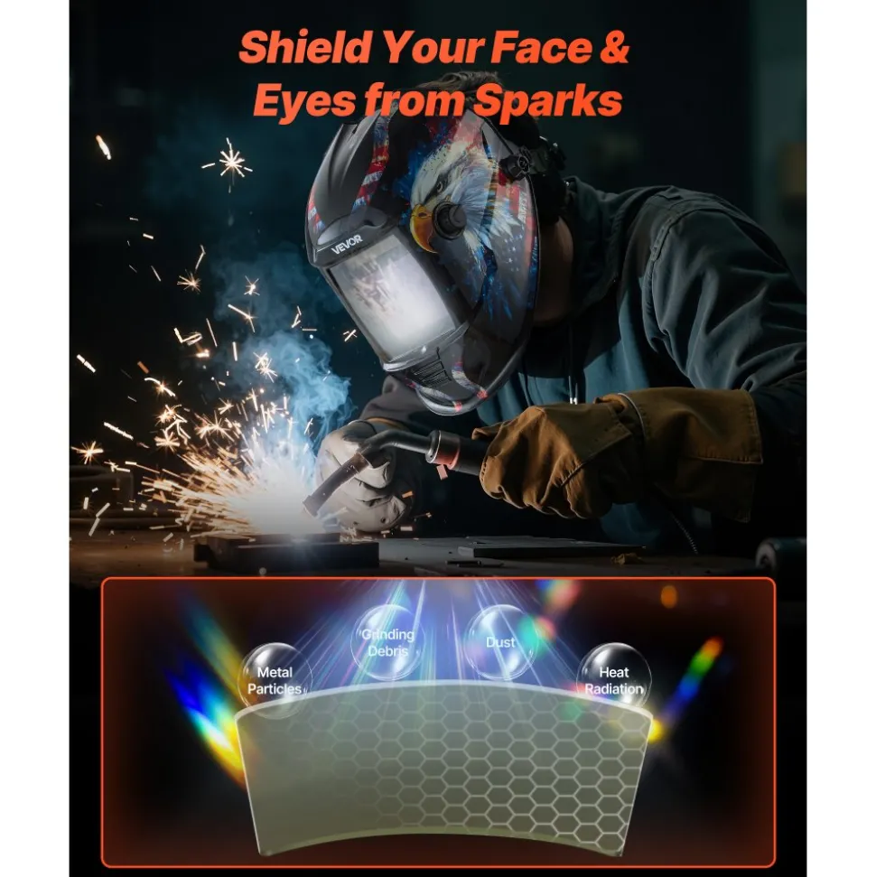 VEVOR Welding Helmet Outer Cover Lens, 20PCS 4.76" x 4.65" Outside Replacement Lens, Filter Protective Clear Covers Compatible with VEVOR CRIUS/METIS Series Auto Darkening Welding Helmets