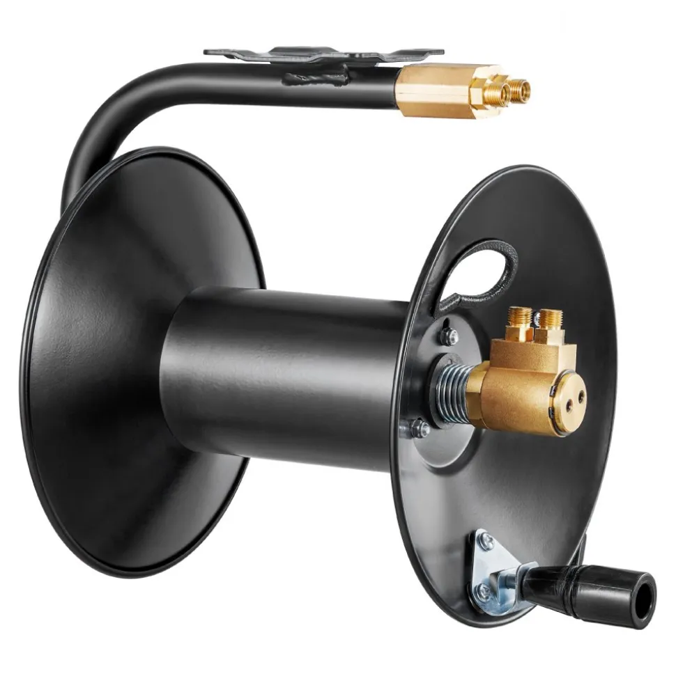 VEVOR Welding Hose Reel, Hand Crank Rewind Hose Reel with 3FT Lead-in Hose and 9/16"-18 B Fittings, Ceiling/Wall Mount Heavy Duty Steel Reel for Workshops Garages (Welding Hose Not Included)