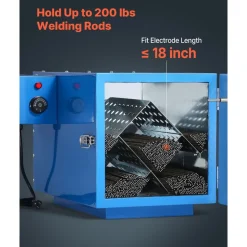 VEVOR Welding Rod Oven, 200LBS Capacity Countertop Electrodes Drying Oven 1060W 120V, 104°F - 392°F Adjustable Welding Rods Dryer for 18-inch Stick Electrode - with Locking Latch & Temperature Gauge