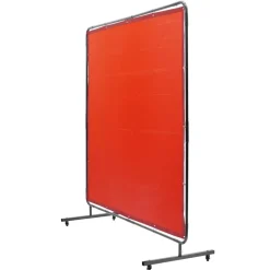 VEVOR Welding Screen with Frame, 6' x 6' Welding Curtain Screen, Flame-Resistant Vinyl Welding Protection Screen on 4 Swivel Wheels (2 Lockable), Moveable & Professional for Workshop/Industrial, Red