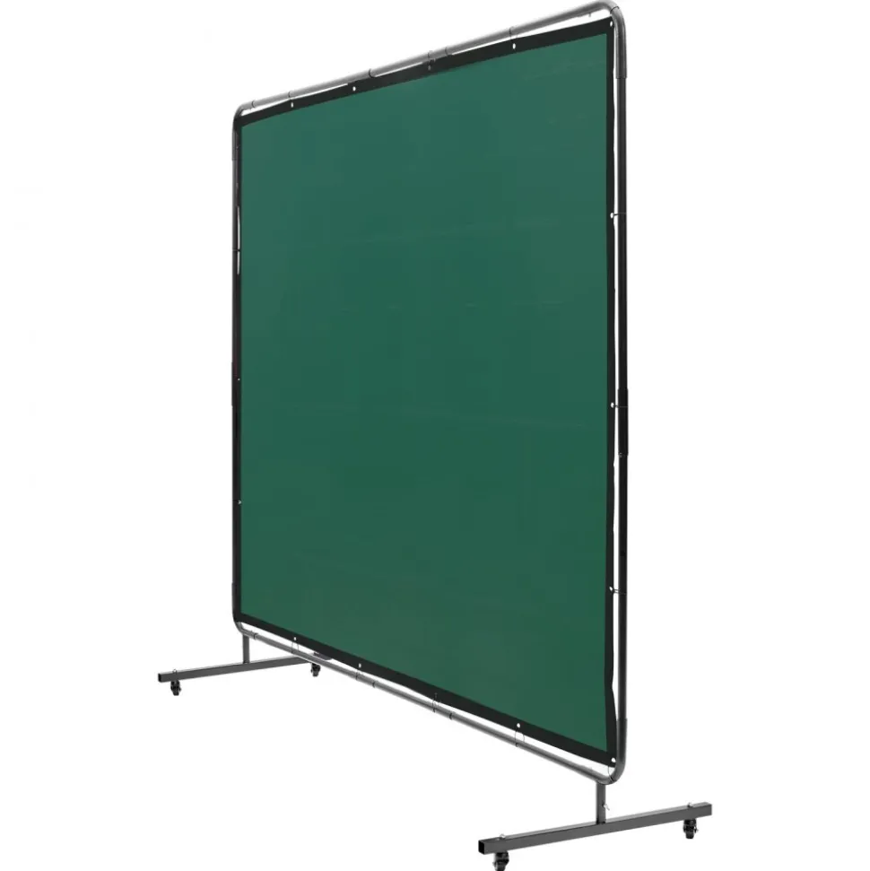 VEVOR Welding Screen with Frame, 6' x 8' Welding Curtain Screen, Flame-Resistant Vinyl Welding Protection Screen on 4 Swivel Wheels (2 Lockable), Moveable & Professional for Workshop/Industrial, Green