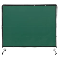 VEVOR Welding Screen with Frame, 6' x 8' Welding Curtain Screen, Flame-Resistant Vinyl Welding Protection Screen on 4 Swivel Wheels (2 Lockable), Moveable & Professional for Workshop/Industrial, Green