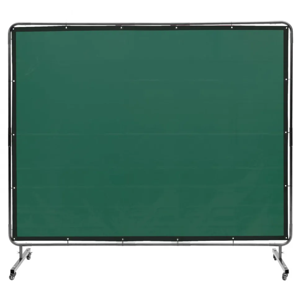 VEVOR Welding Screen with Frame, 6' x 8' Welding Curtain Screen, Flame-Resistant Vinyl Welding Protection Screen on 4 Swivel Wheels (2 Lockable), Moveable & Professional for Workshop/Industrial, Green
