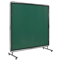 VEVOR Welding Screen with Frame, 6' x 6' Welding Curtain Screen, Flame-Resistant Vinyl Welding Protection Screen on 4 Swivel Wheels (2 Lockable), Moveable & Professional for Workshop/Industrial, Green
