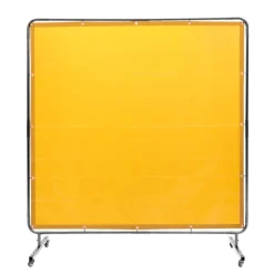 VEVOR Welding Screen with Frame, 6' x 6' Welding Curtain Screen, Flame-Resistant Vinyl Welding Protection Screen on 4 Swivel Wheel (2 Lockable), Moveable & Professional for Workshop/Industrial, Yellow
