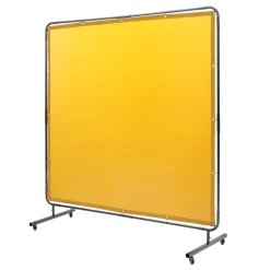 VEVOR Welding Screen with Frame, 6' x 6' Welding Curtain Screen, Flame-Resistant Vinyl Welding Protection Screen on 4 Swivel Wheel (2 Lockable), Moveable & Professional for Workshop/Industrial, Yellow