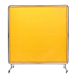 VEVOR Welding Screen with Frame, 6' x 6' Welding Curtain Screen, Flame-Resistant Vinyl Welding Protection Screen on 4 Swivel Wheel (2 Lockable), Moveable & Professional for Workshop/Industrial, Yellow