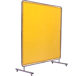 VEVOR Welding Screen with Frame, 6' x 6' Welding Curtain Screen, Flame-Resistant Vinyl Welding Protection Screen on 4 Swivel Wheel (2 Lockable), Moveable & Professional for Workshop/Industrial, Yellow